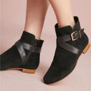 Cross Buckle Ankle Boots - Black